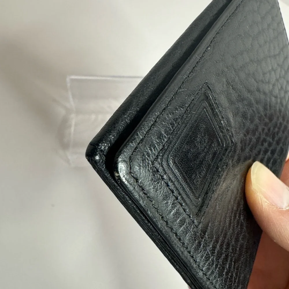 💖#176 Burberrys Vintage Black Leather Bifold ID Card Holder Wallet - Picture 11 of 14